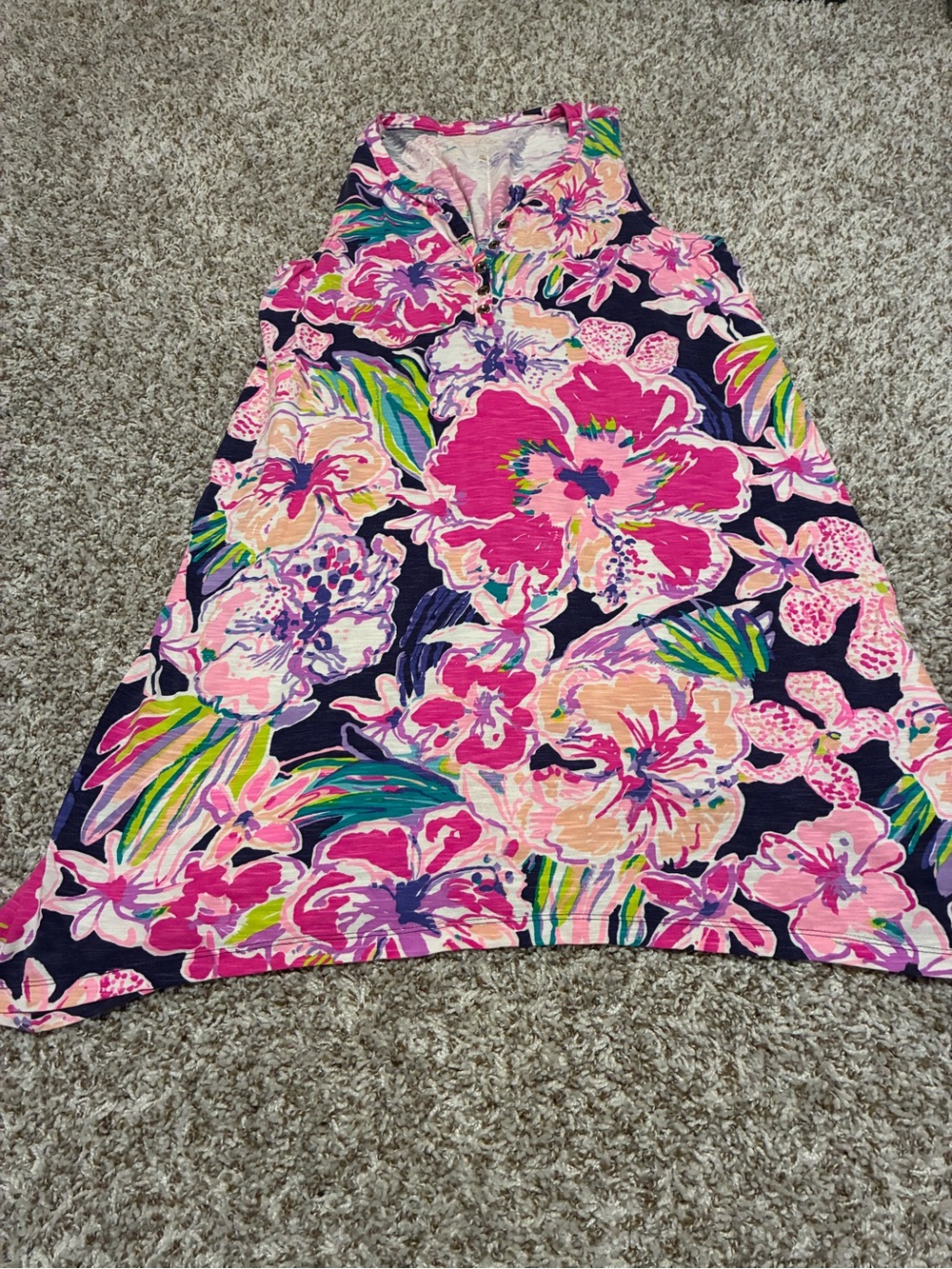 Lilly Pulitzer Floral Midi Dress in Pink, Navy & Green